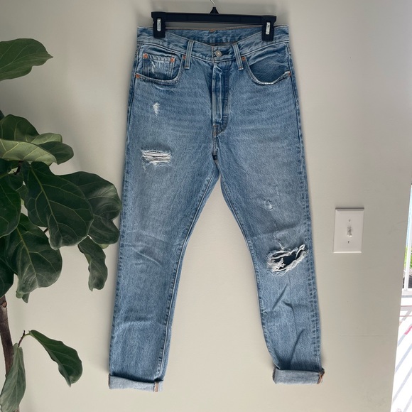 Distressed denim Levi’s 501s Sz 27W 32L - Picture 1 of 7